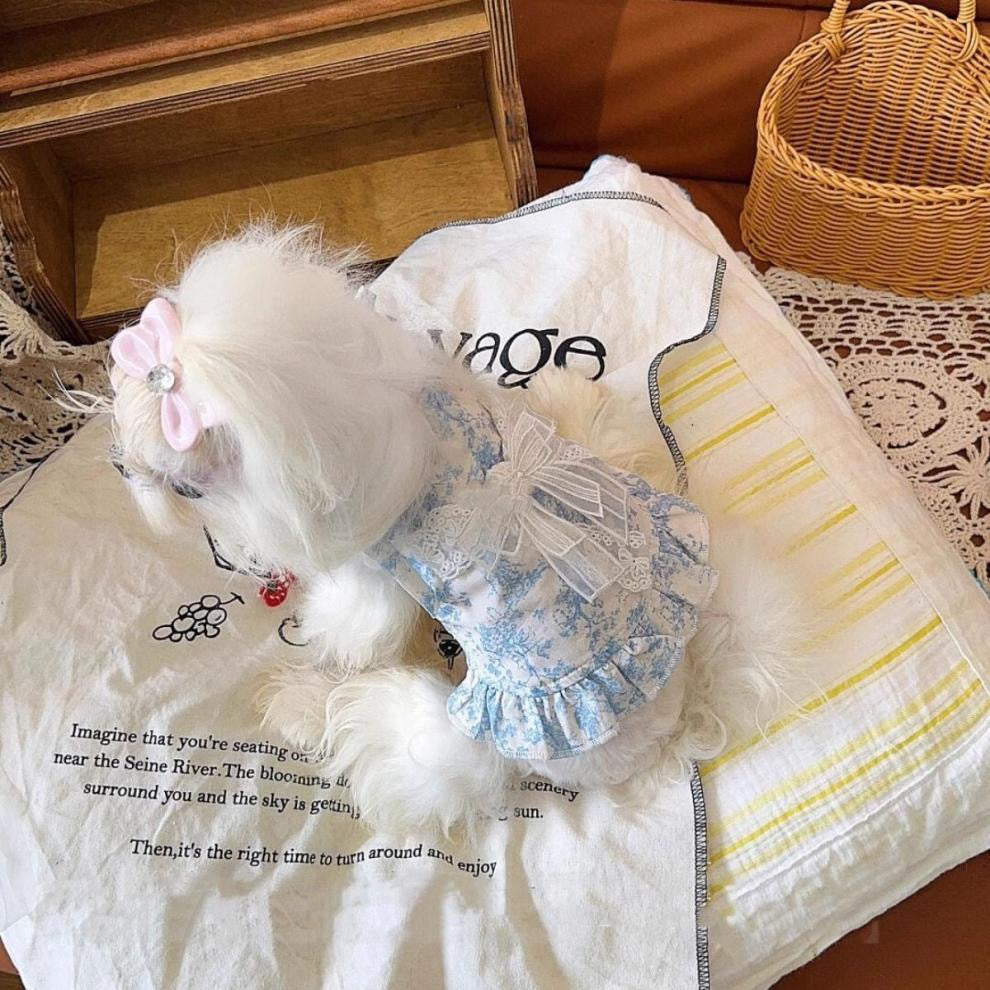 Fresh & Cute Style Pet Princess Dress for Small Dogs with Playful Bow