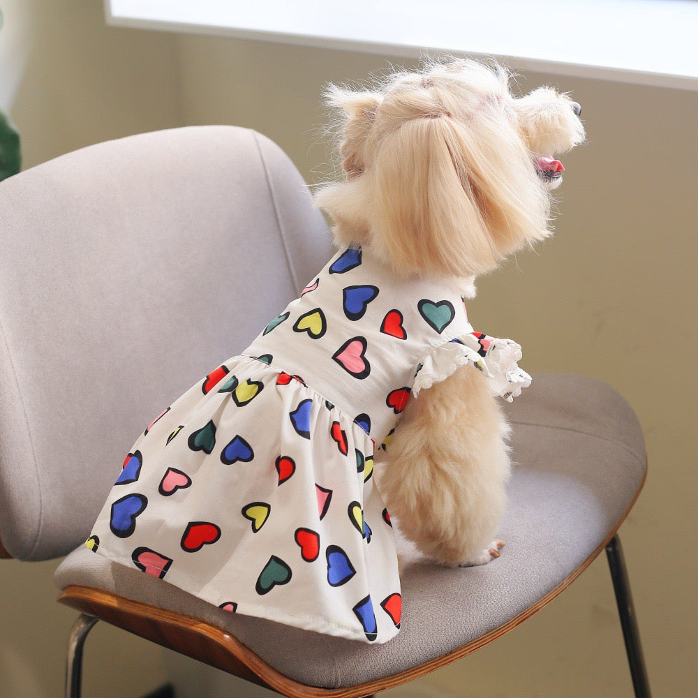 Colorful Heart Print Pet
Dress - For Cats & Dogs