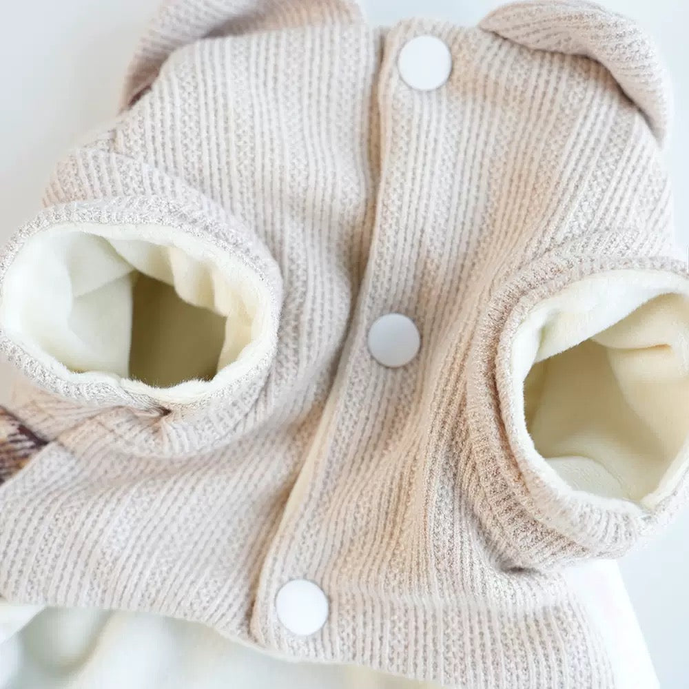 Elegant plaid-layered pet dress for autumn and winter