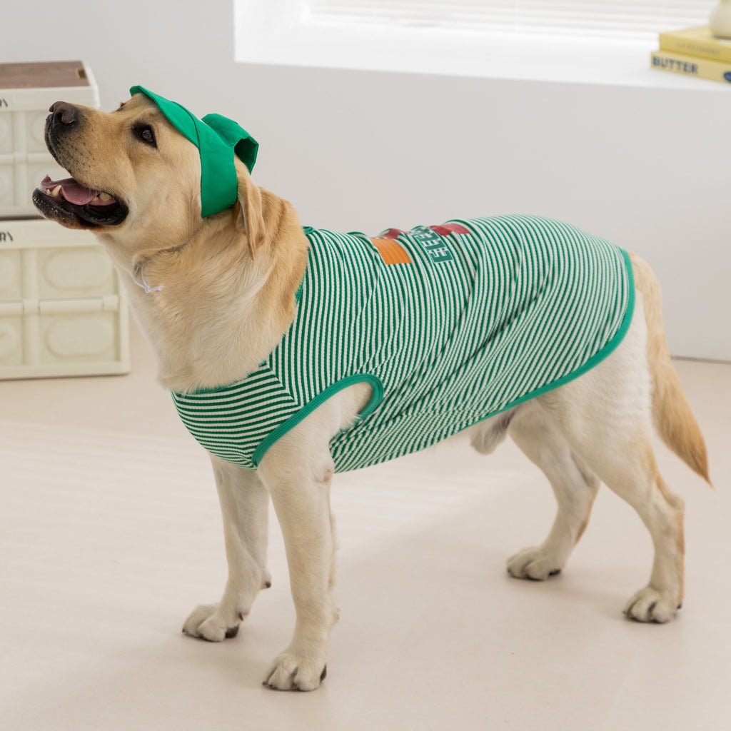 Lightweight Striped Sleeveless Hoodie for Large Dogs - Two-Leg Design with Bonus Hat