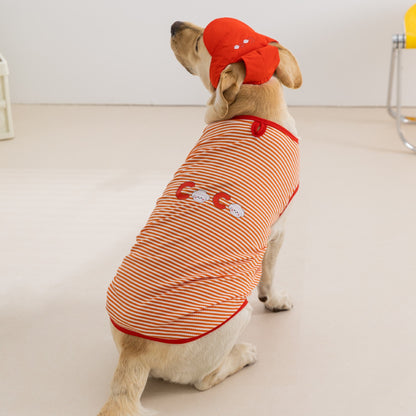 Lightweight Striped Sleeveless Hoodie for Large Dogs - Two-Leg Design with Bonus Hat