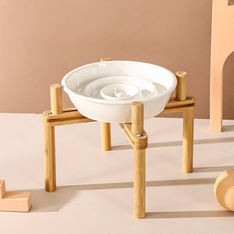 Adjustable Ceramic
Slow-Feeder Bowl with Neck-Support Stand - Anti-Choke Design