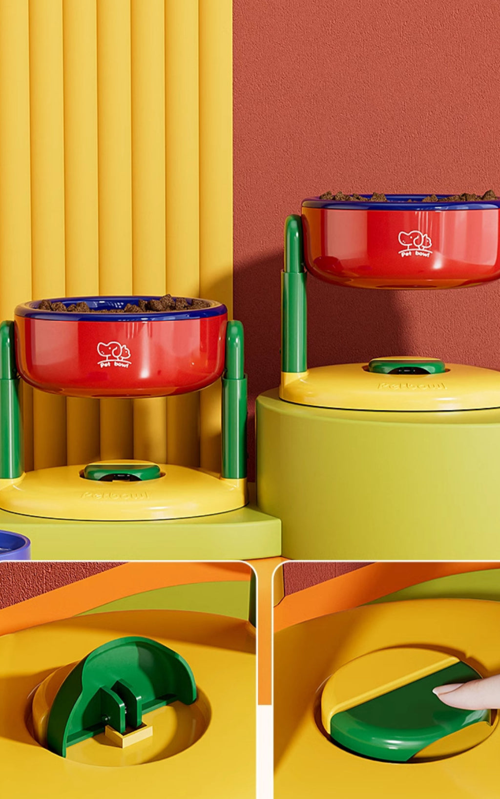 Adjustable Pet Bowl with Suction Base - Anti-Spill Design, Protects Neck and Joints