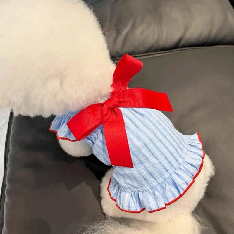 Lightweight Striped
Sundress with Large Bow for Small Dogs